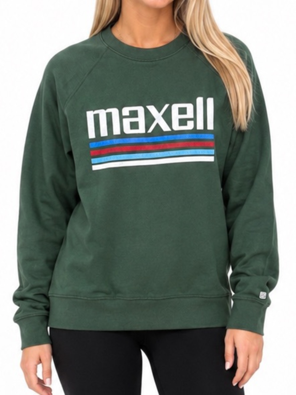 Tailgate Maxell Fleece Sweatshirt Green Retro 90s Graphic Crewneck Women’s Small